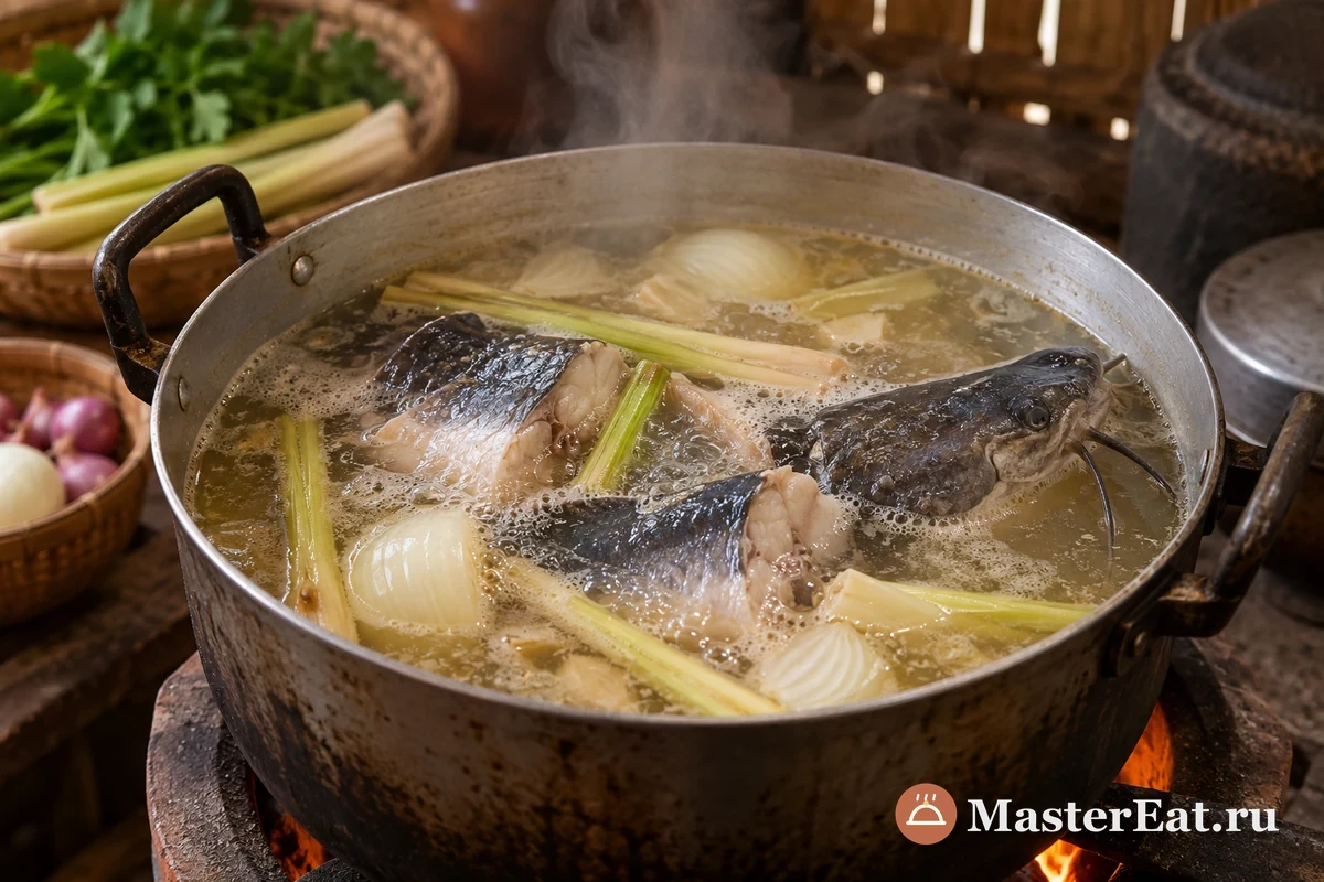 Мохинга – мьянманский суп с рисовой лапшой – этап 2 приготовления