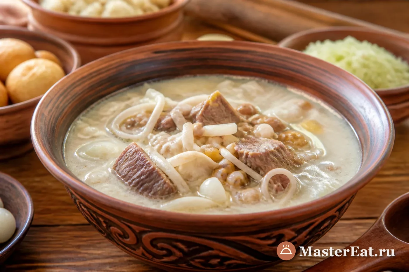Казахский наурыз-коже с мясом, крупами и кисломолочной основой