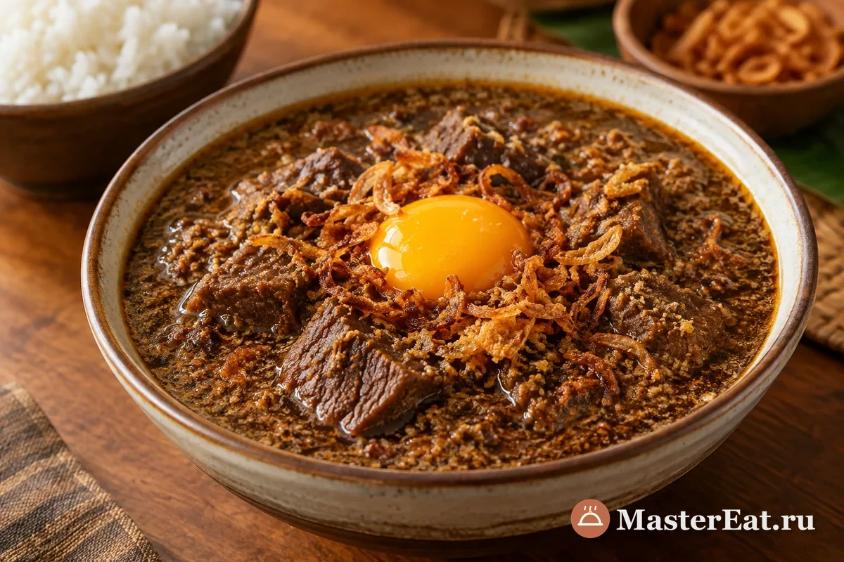 Паллубаса из Макассара с говядиной, поджаренным кокосом и рисом