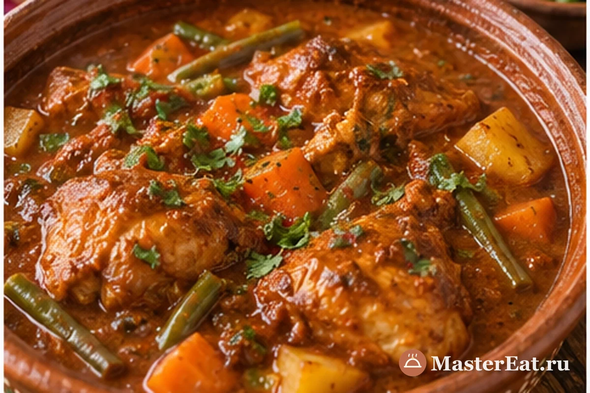 Пепиан подают густым, с курицей, картофелем и овощами