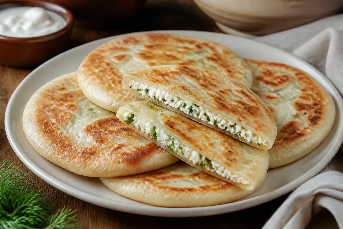 Молдавские плацинды с брынзой и зеленью
