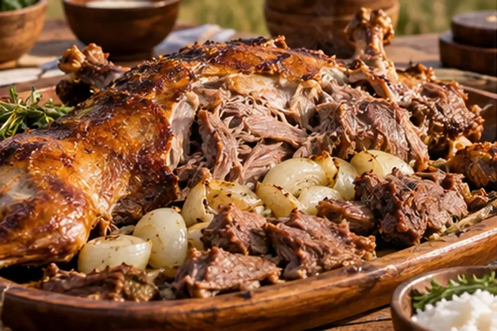 Монгольский боодог – целый козлёнок, приготовленный на горячих камнях