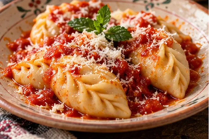 Сардинские кулурджонес с картофельно-сырной начинкой и швом в форме колоска