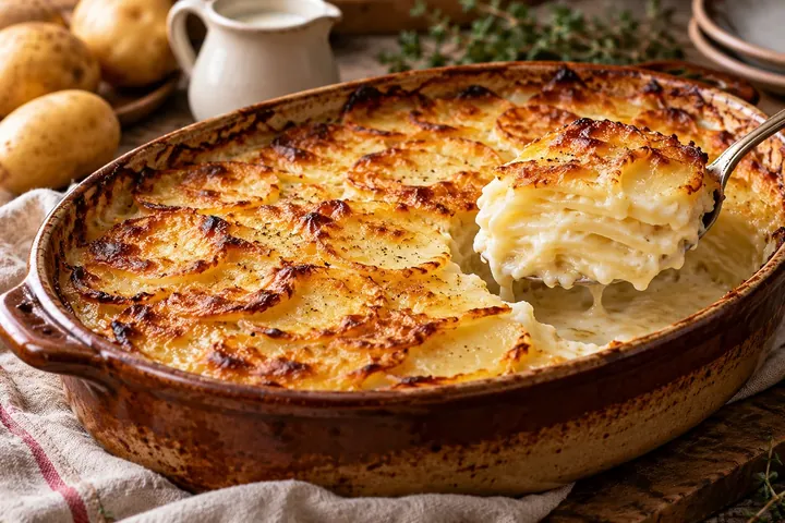 Гратен дофинуа – слоёный картофель в сливках с румяной корочкой