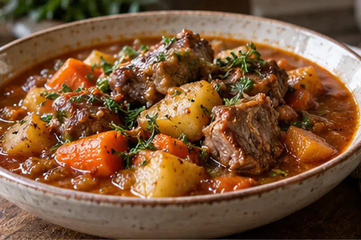 Рагу из ягнёнка с картофелем, морковью, репой и горошком