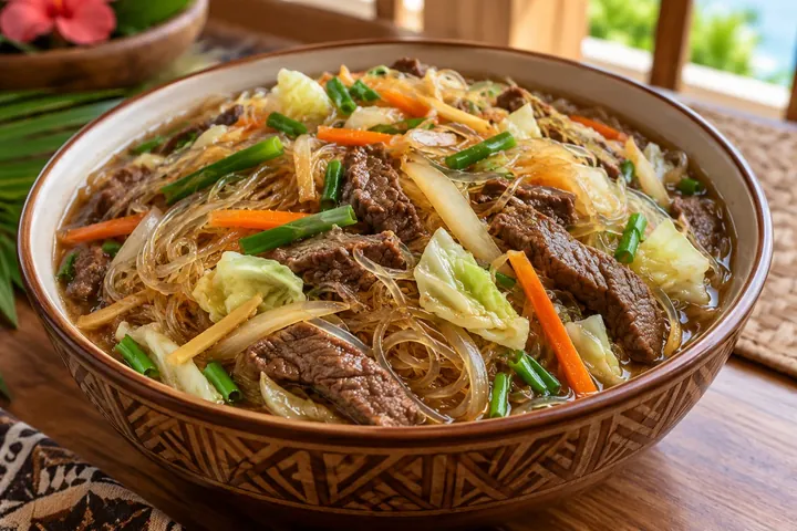 Самоанский сапасуи с говядиной, фунчозой и овощами