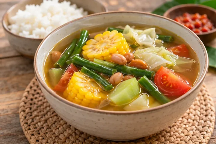Саюр асем – индонезийский суп с кукурузой, овощами и тамариндом