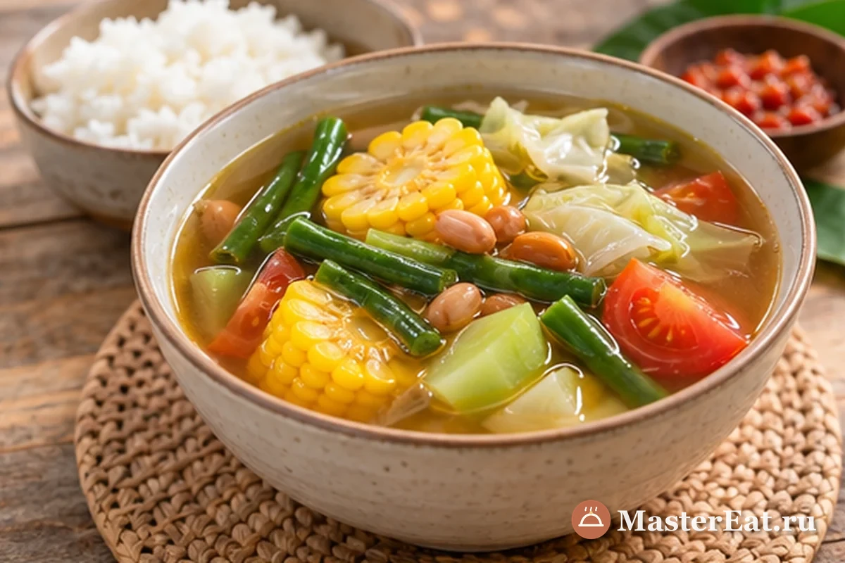 Саюр асем – индонезийский суп с кукурузой, овощами и тамариндом