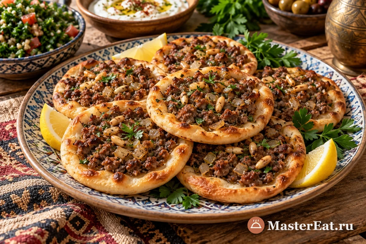 Открытая сфиха из Баальбека с пряной мясной начинкой