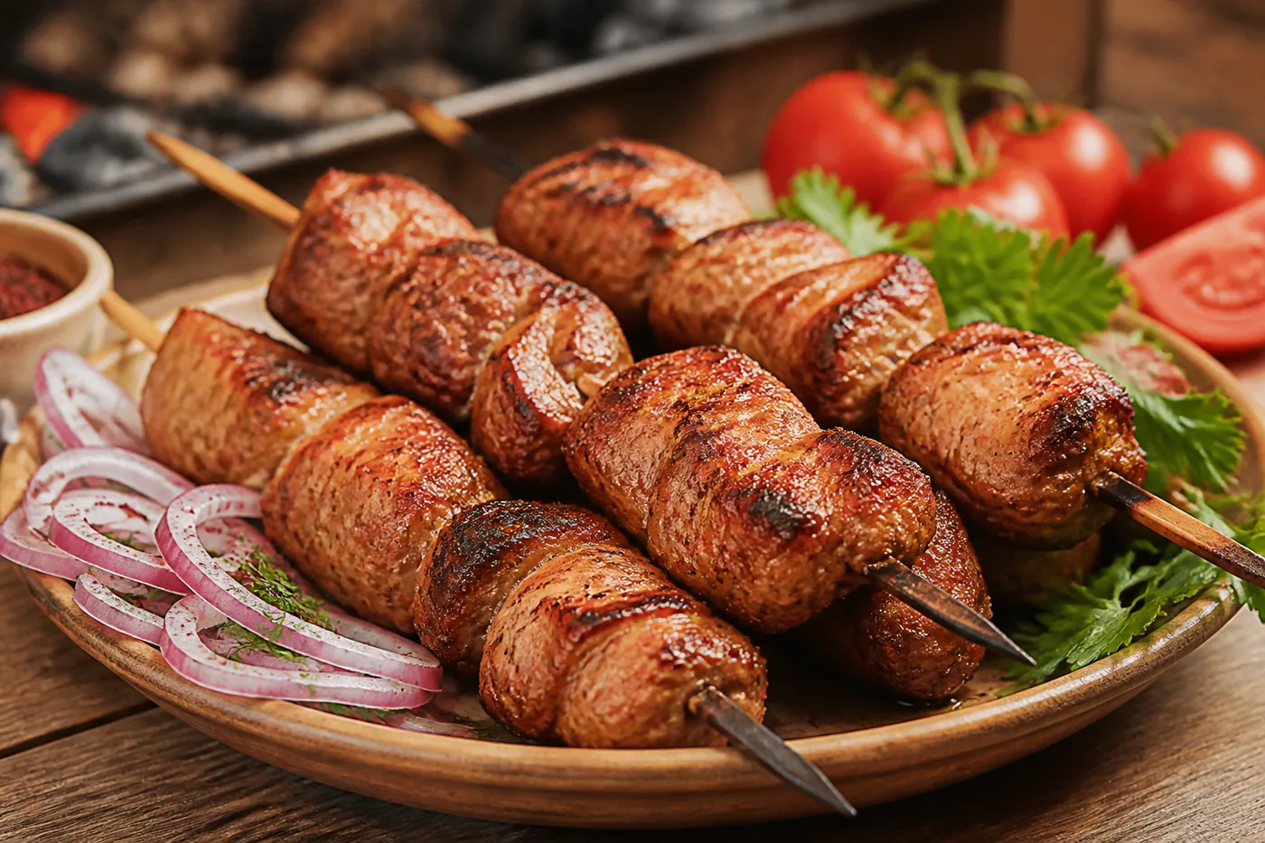 Шашлык из бедра индейки на мангале