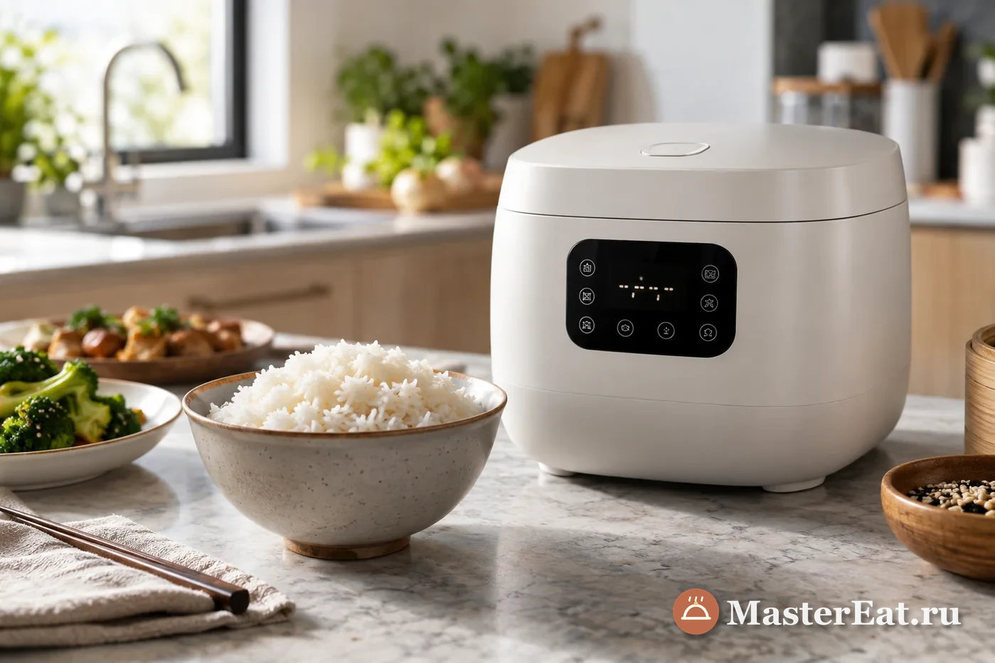 Мультиварка Xiaomi и миска риса на кухонном столе