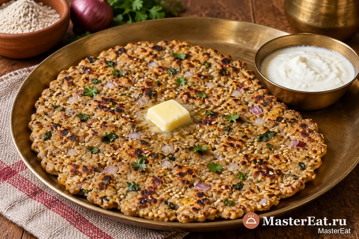 Маратхская лепёшка тхалипит с румяными краями