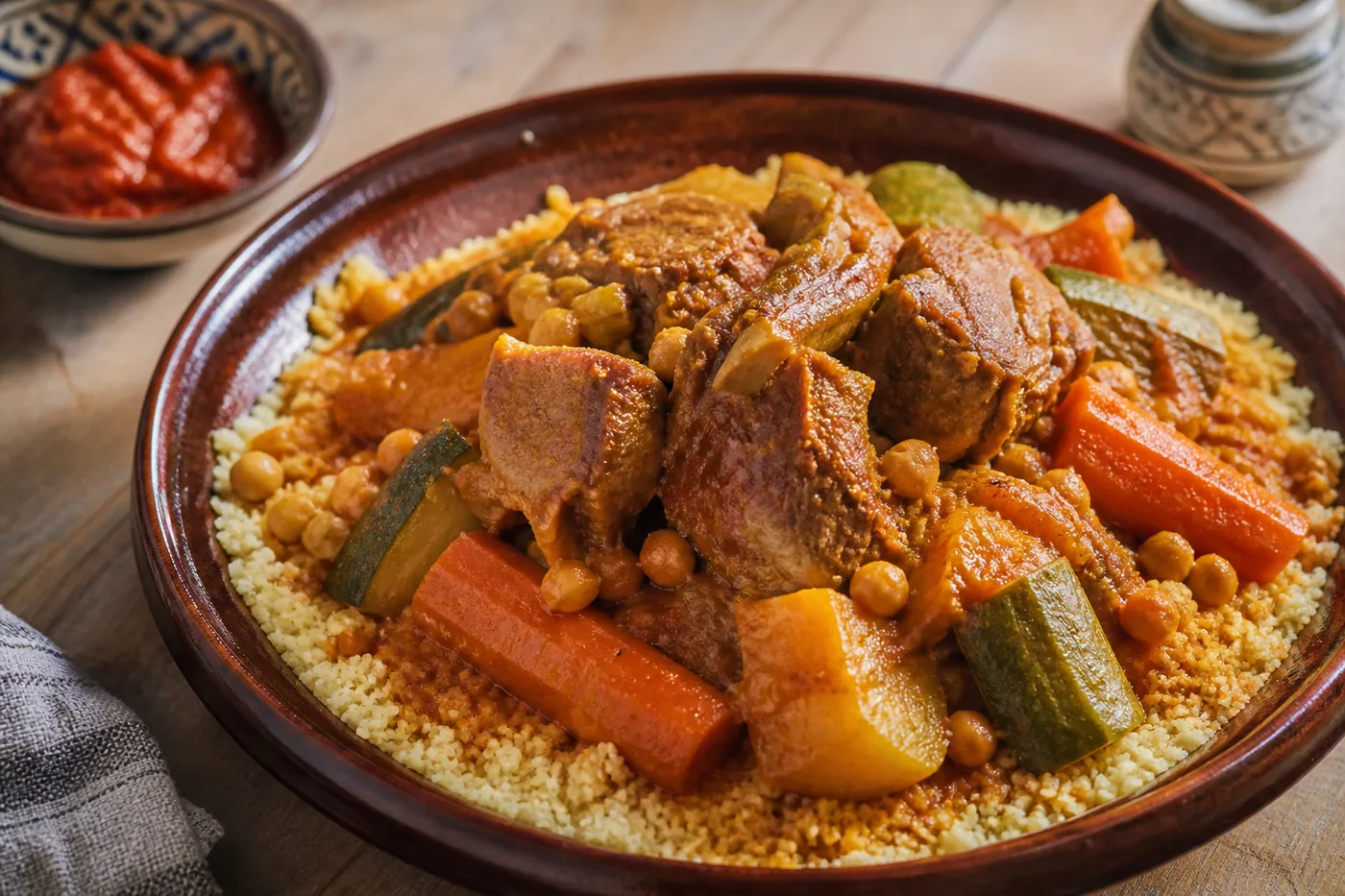 Тунисский кускус с бараниной, нутом и овощами