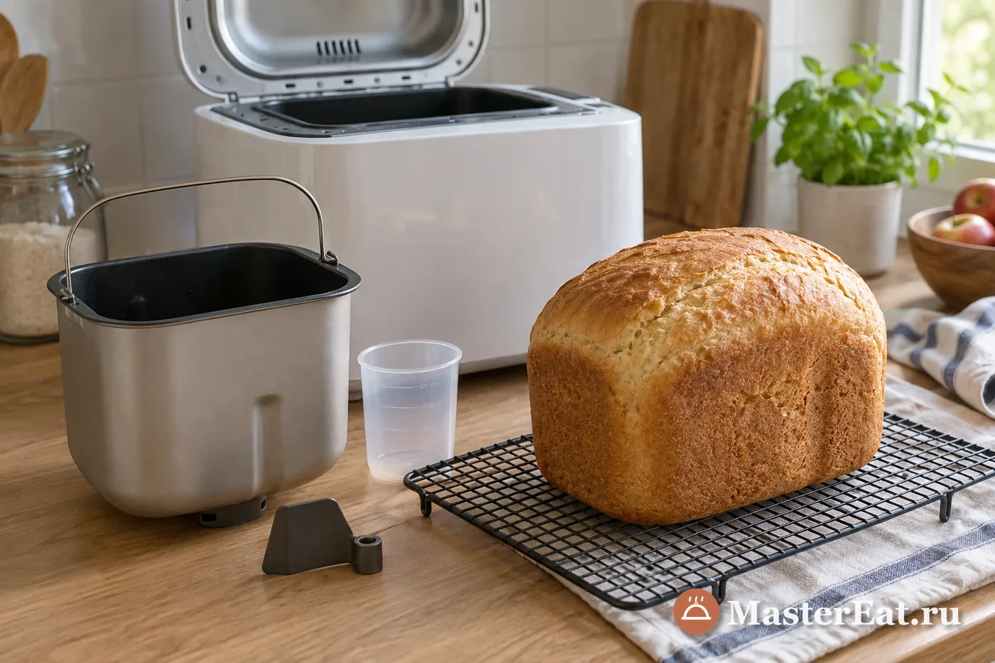 Хлебопечка со съёмной формой и свежей буханкой