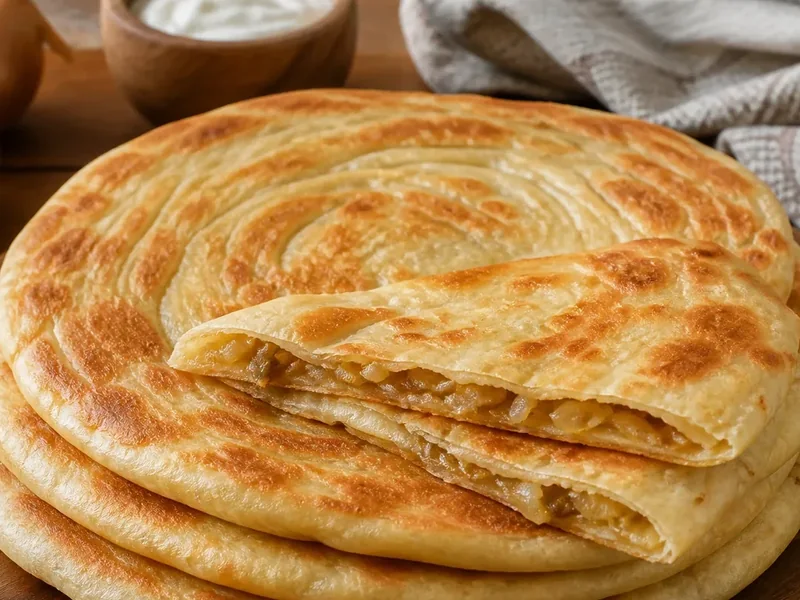 Киргизские слоёные лепёшки каттама с луком