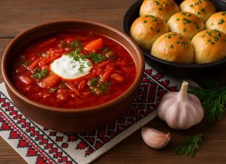 Борщ с пампушками