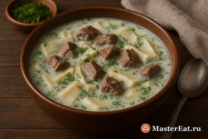 Катык-куллама – густой суп с лапшой и мясом (Башкирия)