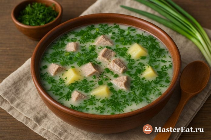 Кумысный суп с мясом – традиционный башкирский вариант (Башкирия)