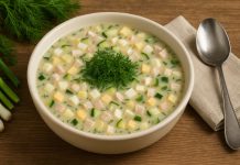 Марийская окрошка с квасом и сметаной (Марий Эл)