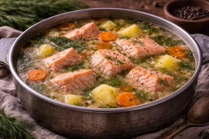 Суп из лосося по-ленинградски в домашних условиях (Ленинградская область)