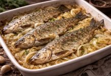 Омуль запечённый с луком по-иркутски в домашних условиях (Иркутская область)