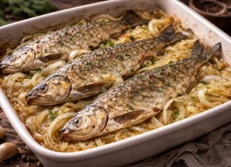 Омуль запечённый с луком по-иркутски в домашних условиях (Иркутская область)