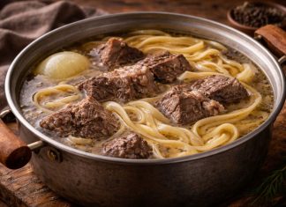 Суп из говядины с лапшой по-якутски в домашних условиях