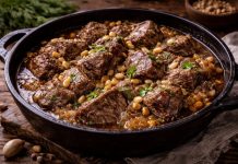 Тушёная говядина с кедровыми орехами по-сибирски (Красноярский край)