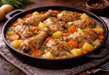 Картофель, тушёный с курицей по-биробиджански в домашних условиях (Еврейская автономная область)