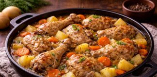 Картофель, тушёный с курицей по-биробиджански в домашних условиях (Еврейская автономная область)