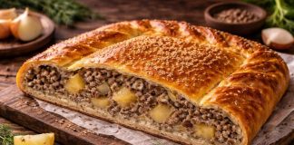 Пирог с мясом и картофелем по-алтайски в духовке (Алтайский край)