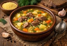 Суп с говядиной и пшённой крупой по-алтайски