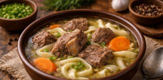 Суп шулэн с мясом по-бурятски в домашних условиях (Республика Бурятия)