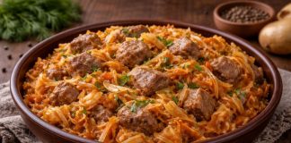 Тушёная капуста с мясом по-амурски в домашних условиях