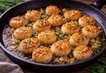 Гребешки, обжаренные с чесноком в домашних условиях (Приморский край)