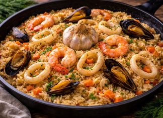 Плов с морепродуктами по-дальневосточному в домашних условиях (Приморский край)