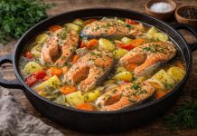 Тушёная рыба с овощами по-камчатски в домашних условиях