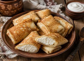 Домашние блины с творогом в домашних условиях (Рязанская область)