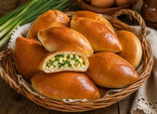 Домашние пирожки с яйцом и зелёным луком в домашних условиях (Рязанская область)