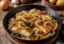 Жареная рыба с луком на сковороде в домашних условиях (Магаданская область)