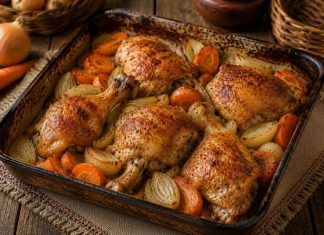 Запечённая курица с луком и морковью в домашних условиях (Кировская область)