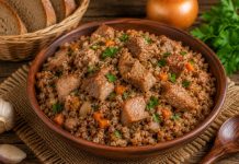 Гречка с тушёной свининой в домашних условиях (Орловская область)