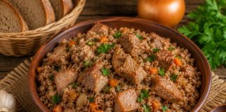 Гречка с тушёной свининой в домашних условиях (Орловская область) Гречка с тушёной свининой в домашних условиях (Орловская область)