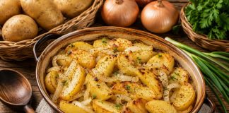 Картофель, запечённый с луком в домашних условиях (Орловская область)