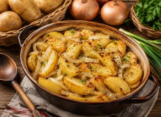 Картофель, запечённый с луком в домашних условиях (Орловская область)