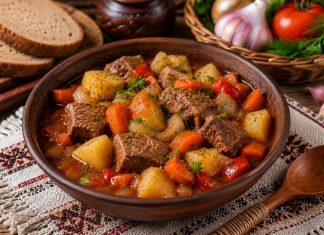 Тушёная говядина с овощами в домашних условиях (Тамбовская область)