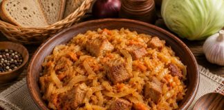 Тушёная капуста с мясом в домашних условиях (Орловская область)