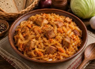 Тушёная капуста с мясом в домашних условиях (Орловская область)
