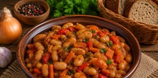 Тушёная фасоль с овощами в домашних условиях (Орловская область) Тушёная фасоль с овощами в домашних условиях (Орловская область)