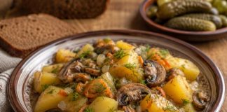 Тушёная картошка с грибами в домашних условиях (Брянская область) Тушёная картошка с грибами в домашних условиях (Брянская область)